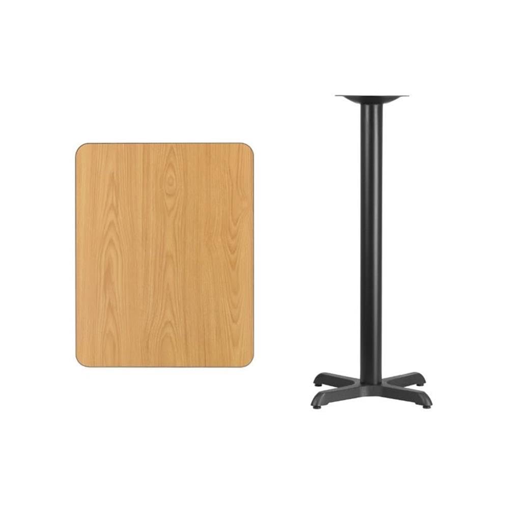 Flash Furniture Stiles 24'' x 30'' Rectangular Natural Laminate Table Top with 22'' x 22'' Bar Height Table Base