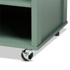 Baxton Studio Dorthy Two-Tone Dark Green and Natural Wood Kitchen Cart