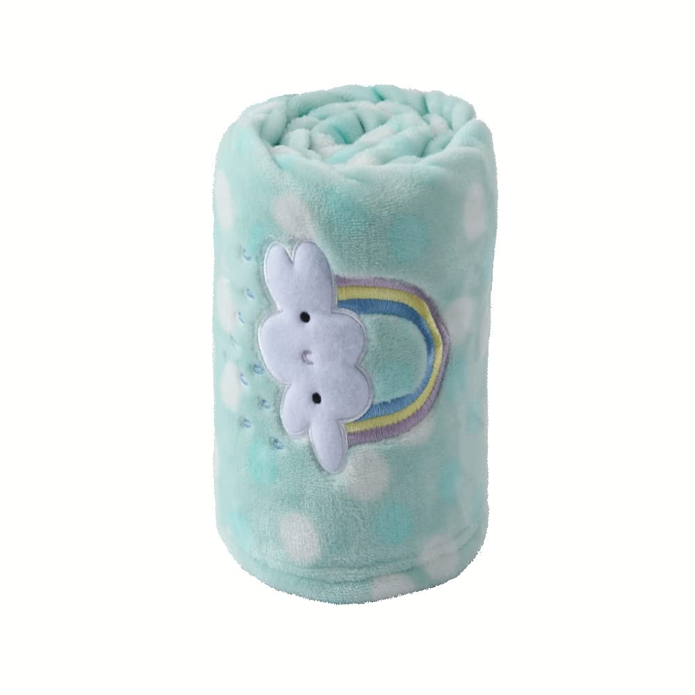 Crevent 30X40 Lightweight Fuzzy Fluffy Warm Plush Baby Blanket For Infant Toddler Newborn Unisex Crib Cot Stroller - Green Rainb