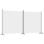 Vidaxl 2-Panel Room Divider In White - Durable Fabric And Iron Build, 137''X70.9'' Size - Versatile, Foldable, Lightweight, Easy