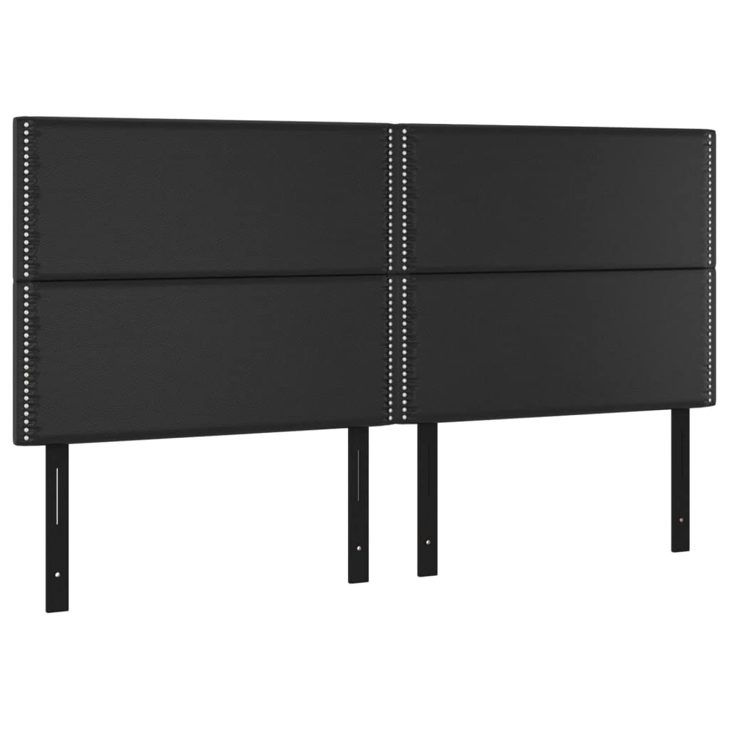Vidaxl 4X Headboards Home Indoor Bed Accessory Bedroom Upholstered Headboard Bed Header Furniture Black 39.4"X2"X30.7"/34.6" Faux Leather
