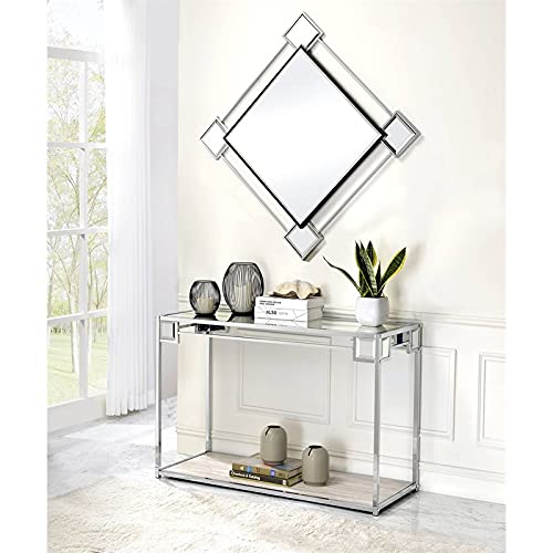 Acme Asbury Mirrored Top Metal Frame Console Table in Mirrored and Chrome
