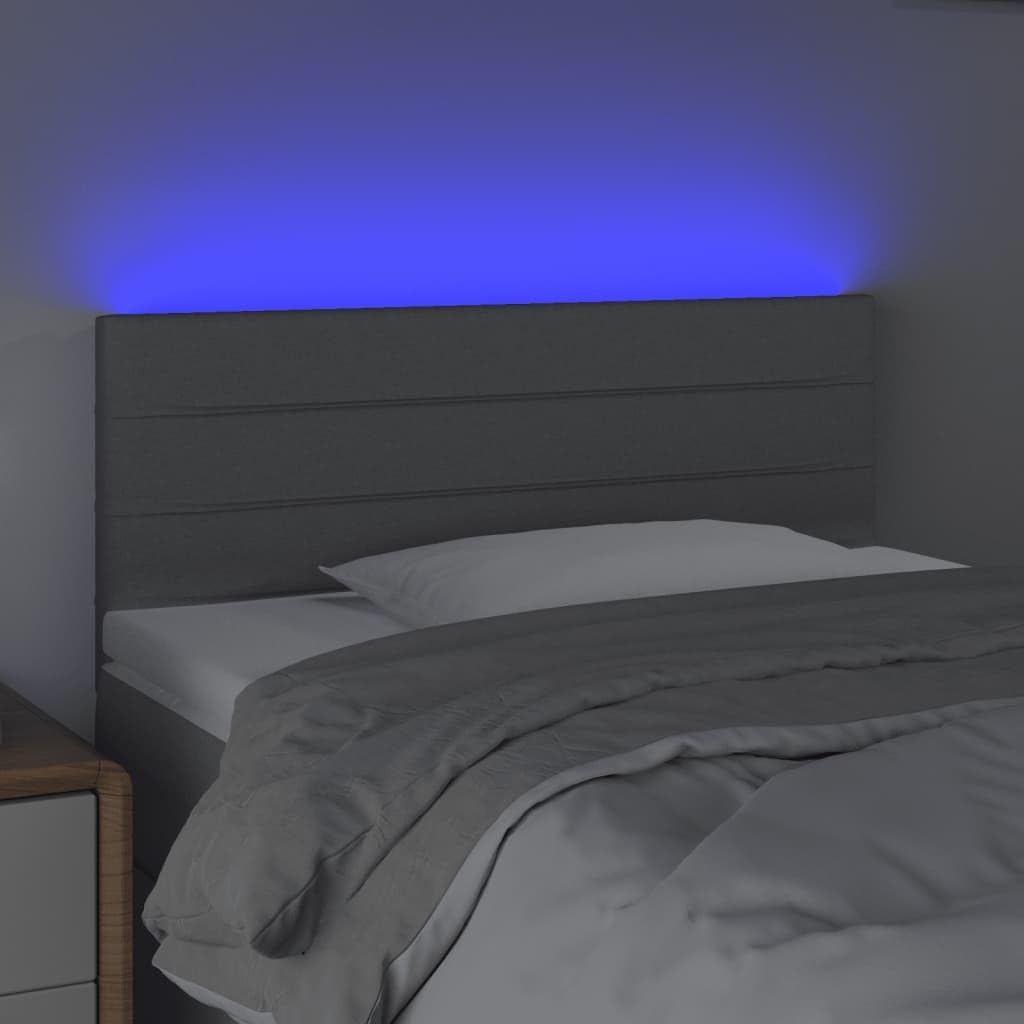 vidaXL LED Headboard, Upholstered Headboard for Bed Home, Bed Headboard with LED Light, Bedroom Furniture, Light Gray 39.4"x2"x30.7"/34.6" Fabric
