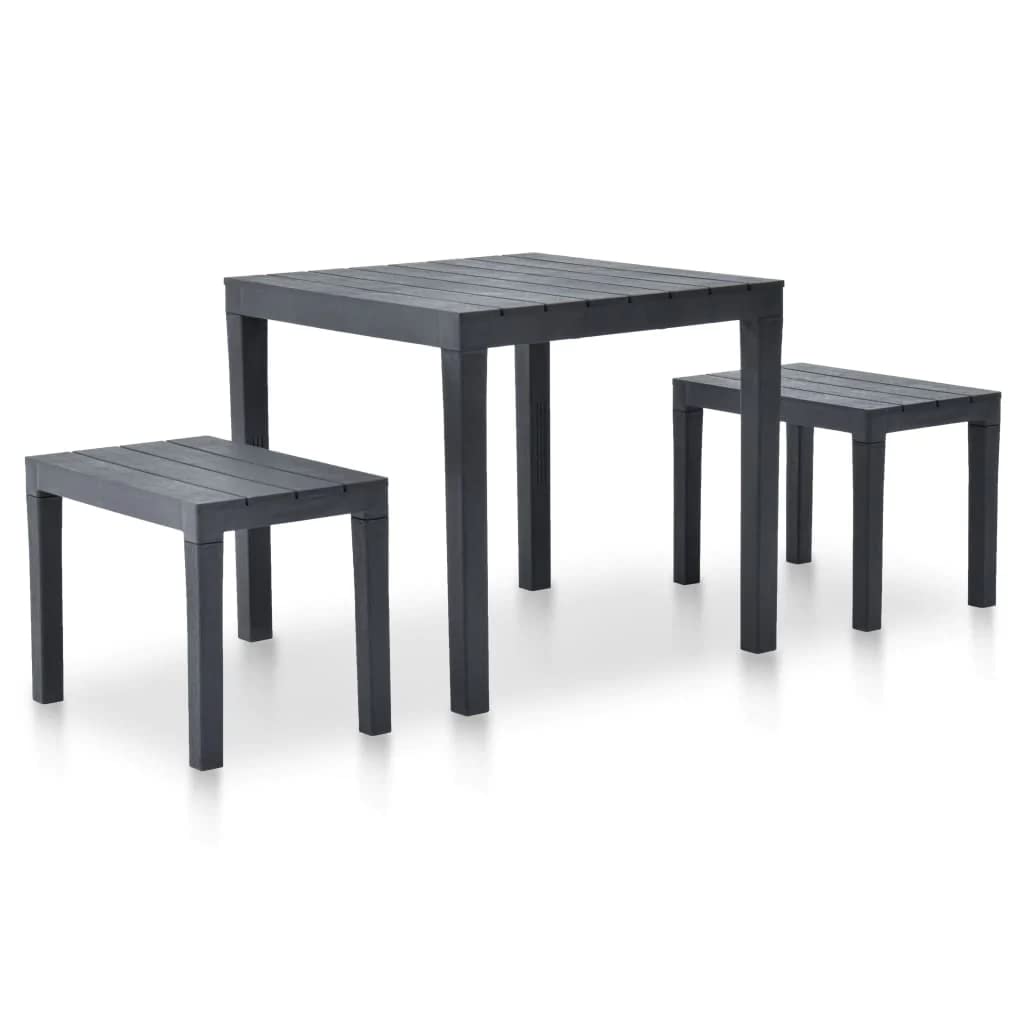 vidaXL Garden Table with 2 Benches Plastic Outdoor Patio Dining Multi Colors