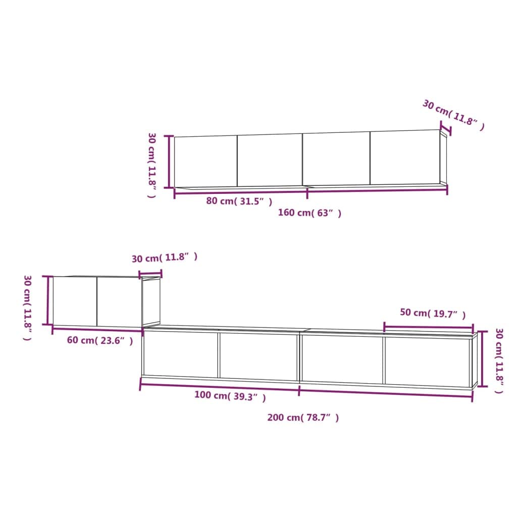 vidaXL 5 Piece TV Cabinet Set White Engineered Wood