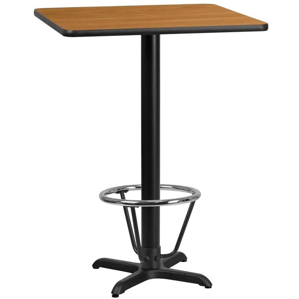 Flash Furniture Stiles 24'' Square Natural Laminate Table Top With 22'' X 22'' Bar Height Table Base And Foot Ring