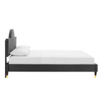 Modway Aurora Performance Velvet King Bed, Charcoal