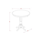East West Furniture JAQU3-WHI-W 3 Piece Counter Height Dining Table Set Contains a Round Wooden Table with Pedestal and 2 Kitchen Dining Chairs, 36x36 Inch, Buttermilk & Cherry