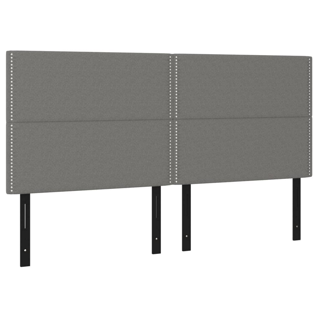 Vidaxl Fabric Upholstered Headboards 4 Pcs- Solid Larch Wood Engineered Wood- Dark Gray 39.4"X2"X30.7"/34.6"