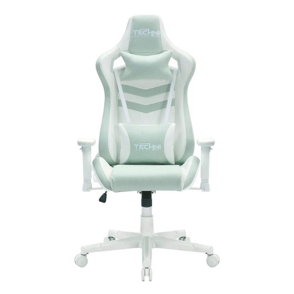 Techni Sport 17" Modern Fabric Ergonomic Gaming Chair in Mint Green/White