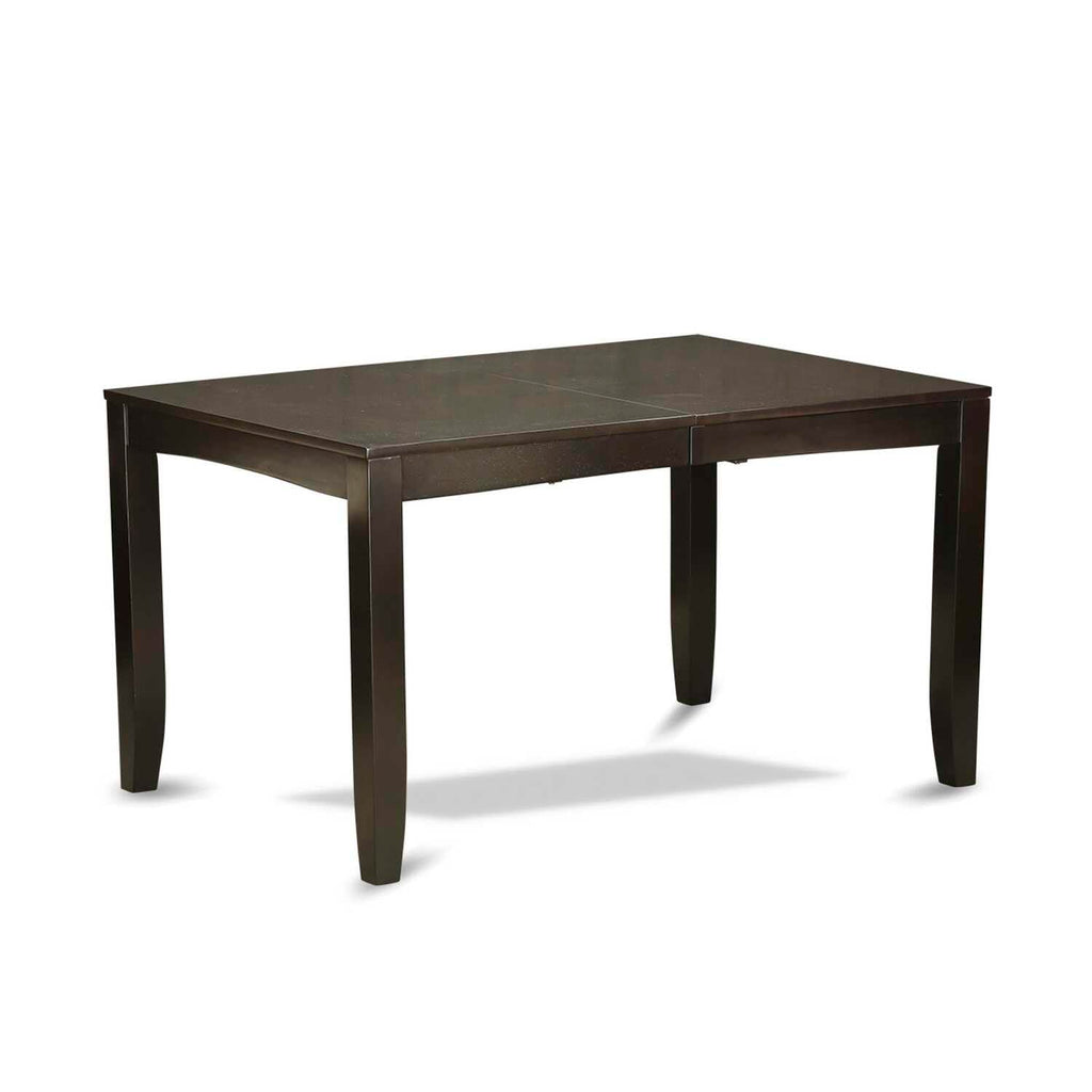 East West Furniture Lybo6-Cap-W 6 Pc Dining Table With Bench-Dining Table And 4 Kitchen Dining Chairs Plus Bench