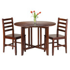 Ergode Harrington Drop Leaf High Table Set | Solid Wood | Walnut Finish | 39.37' W x 31.5' D x 36.22' H | Includes 2 Stools | Fully Assembled (94356-VV)