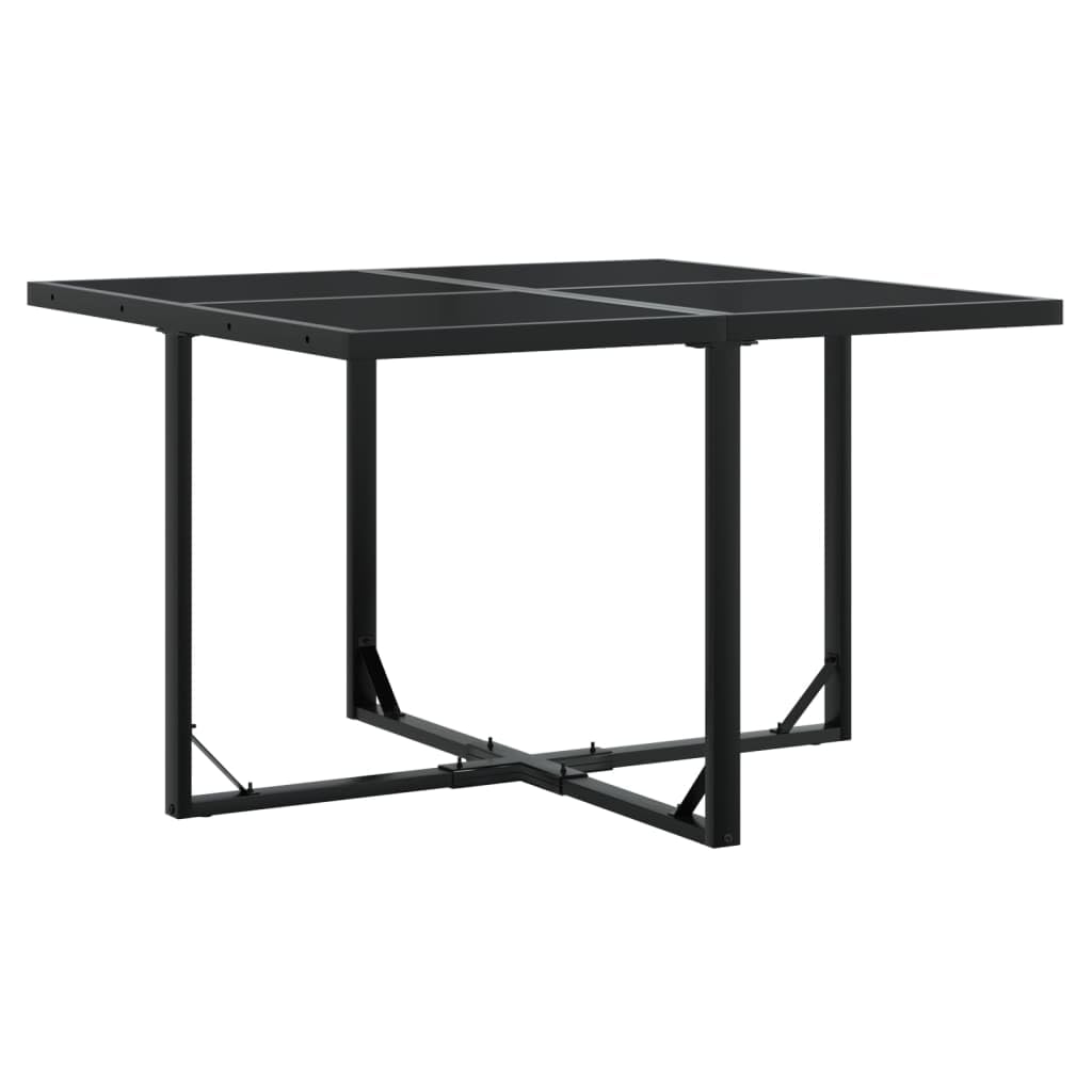 vidaXL 9-Piece Patio Dining Set with Cushions - Foldable Textilene Chairs, Storage-Friendly Garden Furniture with Glass Tabletop, Black/Dark Gray for Patio, Garden, Backyard Use