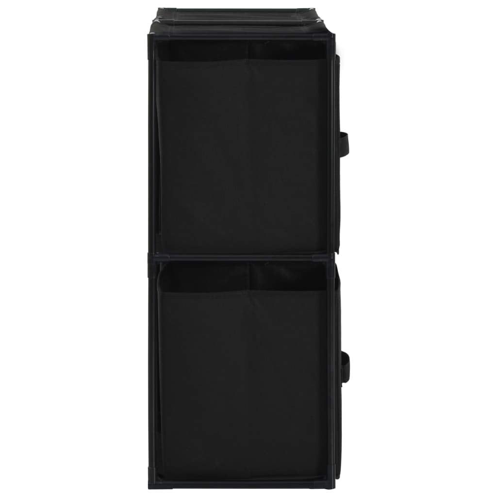 vidaXL Modern Black Storage Cabinet with 4 Fabric Baskets - 24.8"x11.8"x28" Steel Frame Sideboard - Portable and Versatile Home Décor