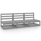 vidaXL Patio Middle Sofas 3 pcs Gray Solid Pinewood