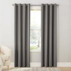 Sun Zero Barrow 2-Pack Energy Saving Grommet Curtain Panel Pair, 54' X 95, Steel Gray