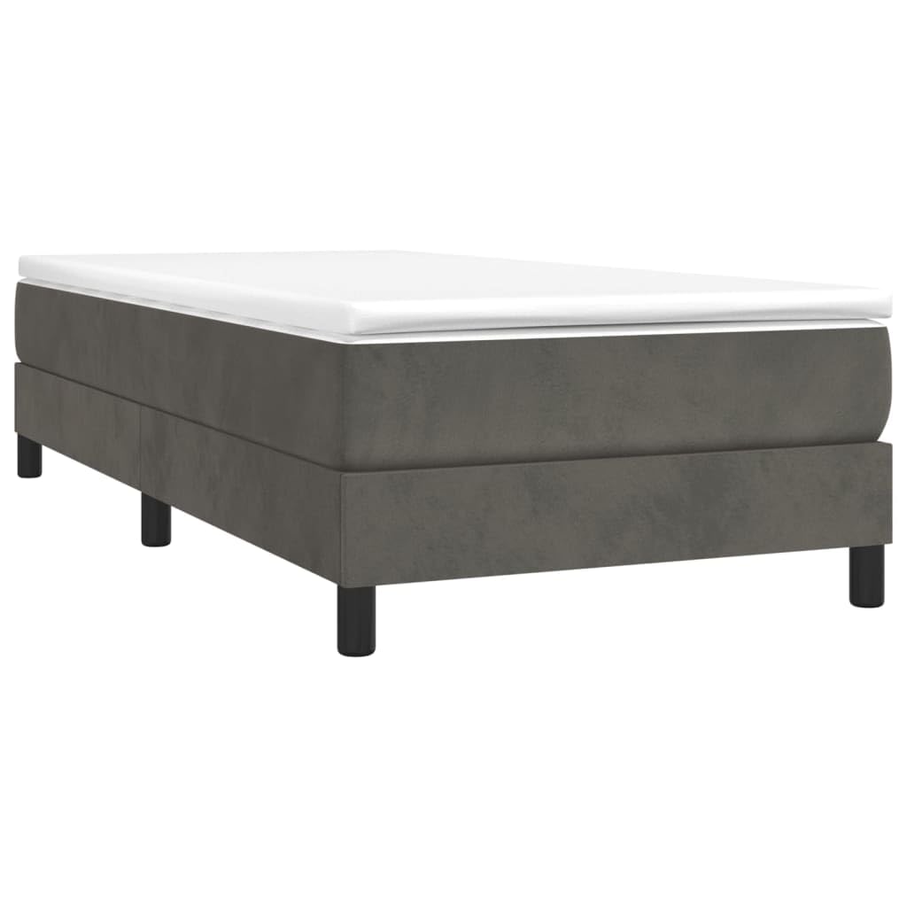 vidaXL Modern Velvet Box Spring Bed Frame, Twin XL, Dark Gray - Comfort Enhancing Design, Included Plywood Slats, Sturdy Legs Support, Suitable for Bedroom