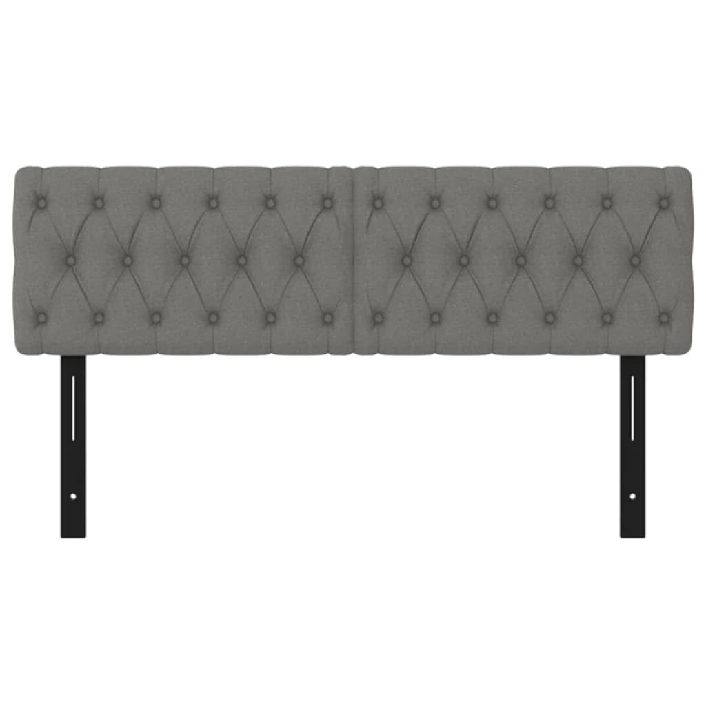 vidaXL Set of 2 Twin Headboards with Foam Filling - Dark Gray 100% Polyester Fabric, Solid Larch Wood - 28.3"x2.8"x30.7"/34.6" Dimensions