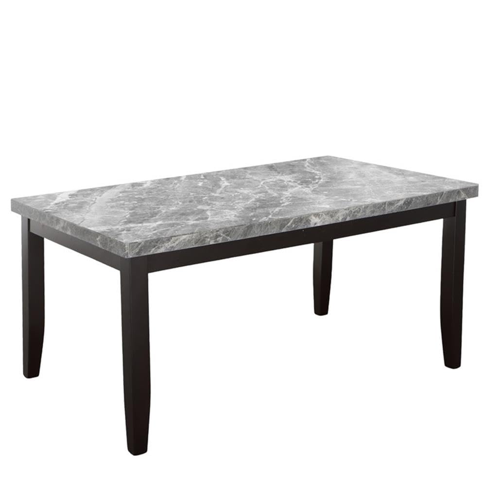 Steve Silver Furniture Napoli 6pc Grey Marble Dining Table Set, Transitional Design, 64" Grey Marble Table w/ 4 Velvet Side Chairs w/Matching Velvet Bench, Dining Room, 64" L x 38" W x 30" H, Grey