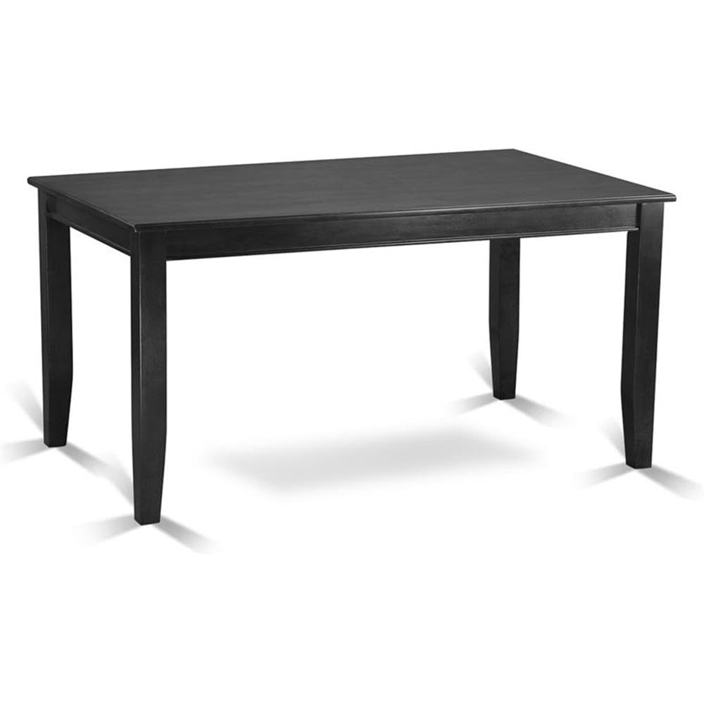 East West Furniture DUAN7-BLK-LC 7 Piece Dining Room Table Set Consist of a Rectangle Kitchen Table and 6 Faux Leather Upholstered Dining Chairs, 36x60 Inch, Black