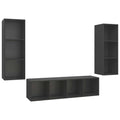 vidaXL TV Cabinet Set 3 Piece Hanging Wall Mount Stand Unit HiFi Stereo Plasma Home Indoor Cabinet Living Room Furniture Gray Engineered Wood