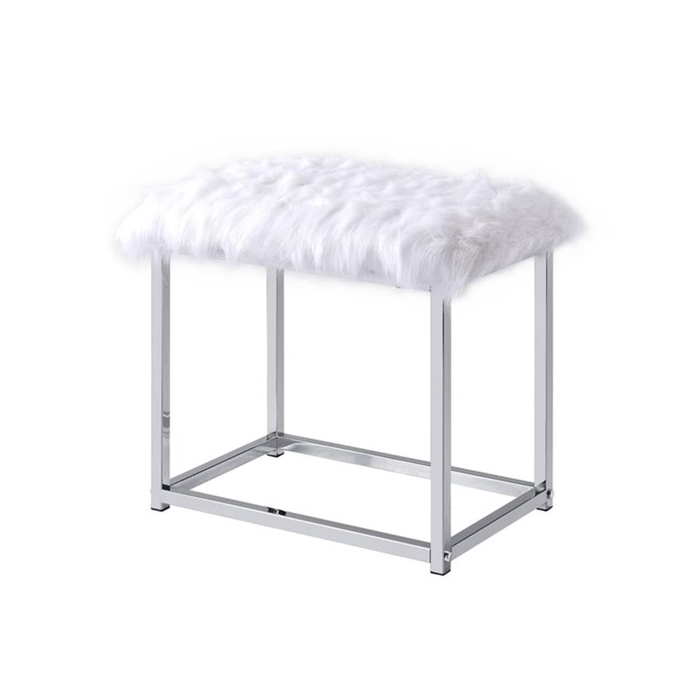Acme Coleen 3 Piece Metal Frame Vanity Set in Chrome