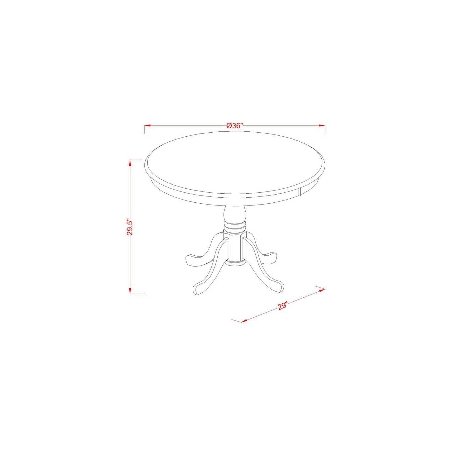 East West Furniture Mid Century Kitchen Dining Table Set Black Finish Wood/Cherry Black