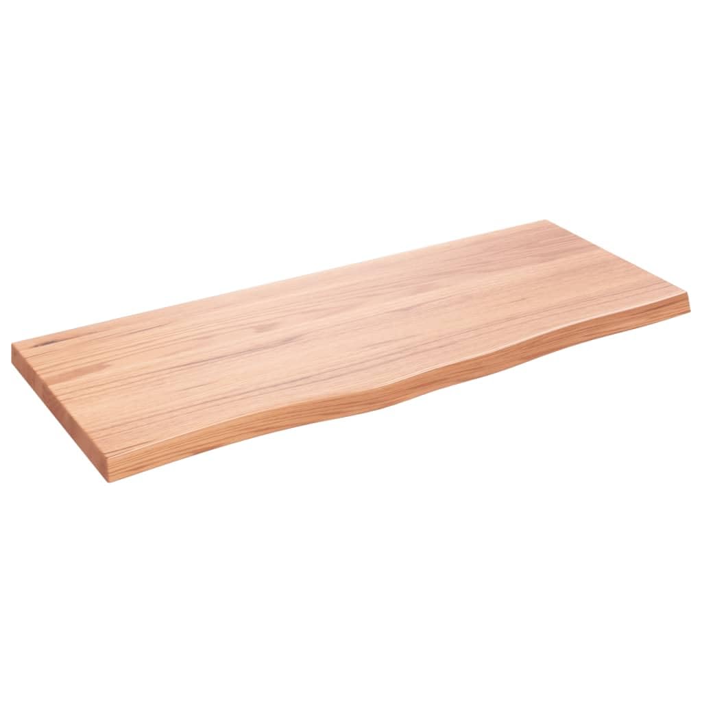 vidaXL Wall Shelf in Light Brown - Versatile 39.4"x15.7"x(0.8"-1.6") Solid Oak Wood Shelf for Multiple Uses – Handmade, Treated, Live-Edge Design