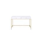 Acme Ottey Desk in White High Gloss and Gold