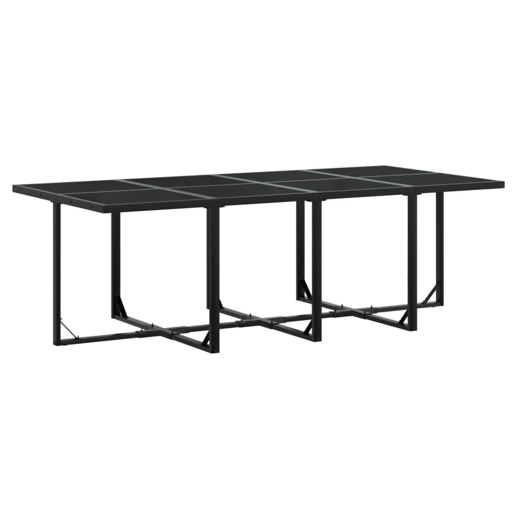 vidaXL 15 Piece Patio Dining Set - Outdoor/Garden Furniture, Black Textilene with Cushions, Powder-Coated Steel Frame, Tempered Glass Table, Compact Storage