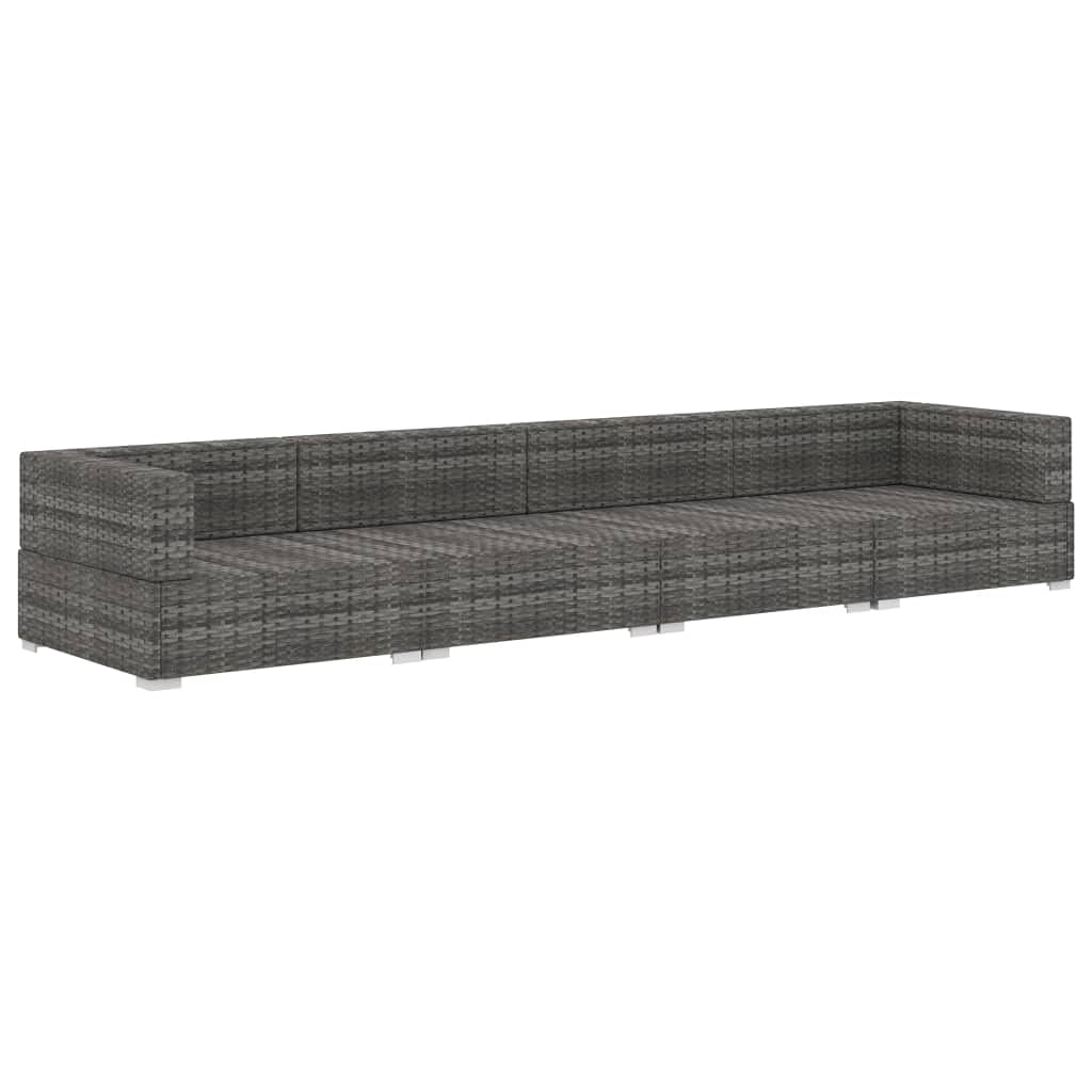 vidaXL 4 Piece Garden Sofa Set with Cushions Poly Rattan Gray