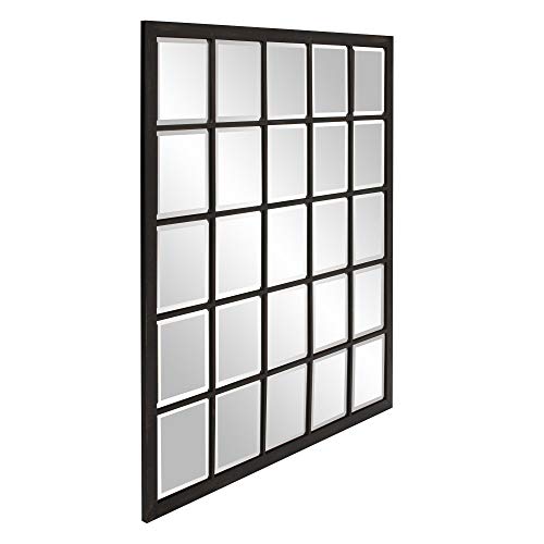 HomeRoots Rectangular Antique Black Finish Mirror with Beveled Edge