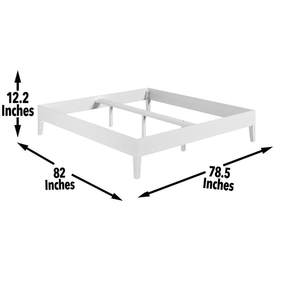 Steve Silver Furniture Nix King Platform Bed Contemporary, 6.5-Inch Bed Clearance, Farmhouse, Mid-Century, Traditional, w/Wooden Slats, No Box Spring Needed, 82.01" L x 78.46" W x 12.24" H, White