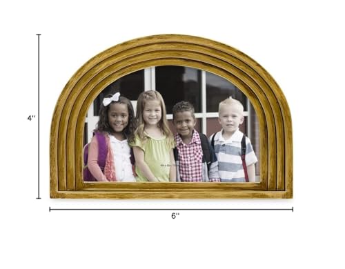 Isaac Jacobs 4X6 Horizontal Gold Arc Resin Picture Frame With Gradient Design, Decorative Photo Frame, Tabletop & Wall Display,