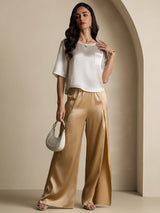 [White] SilkSilky  Half Sleeve Women's T-Shirt 001