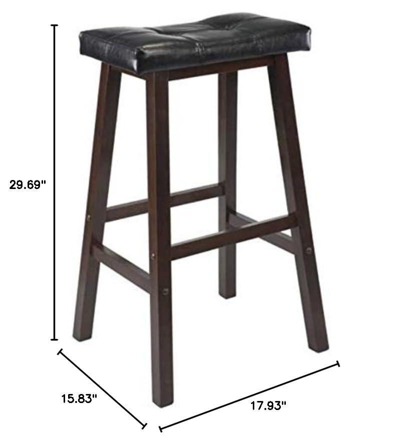 Ergode Mona Cushion Saddle Seat Bar Stool, Black & Walnut