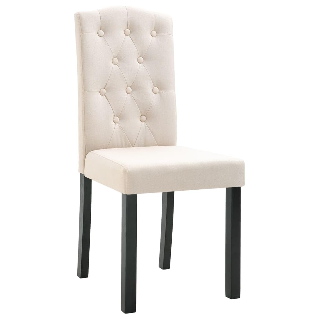 vidaXL Ergonomic Dining Chairs - Set of 4 in Cream Fabric with Solid Wooden Legs, Comfortable Upholstery for Kitchen and Dining Room