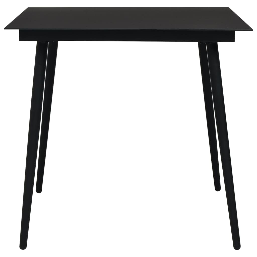 vidaXL Outdoor Dining Table, Patio Table with Glass Top, Garden Table, Garden Furniture for Front Porch Deck Lawn Backyard, Industrial, Steel Black