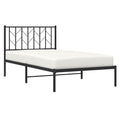 vidaXL Steel Bed Frame with Supportive Headboard and Extra Under-Bed Storage Space - Black Single Bed for Bedroom