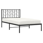 vidaXL Steel Bed Frame with Supportive Headboard and Extra Under-Bed Storage Space - Black Single Bed for Bedroom