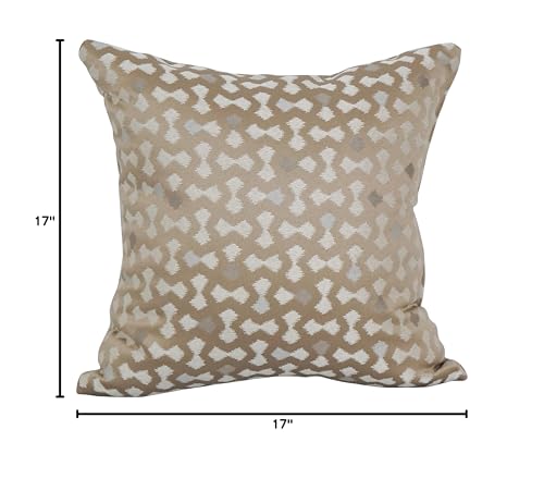 Blazing Needles Square Polyester Jacquard Throw Pillows, 17", Talamols Camel 2 Count