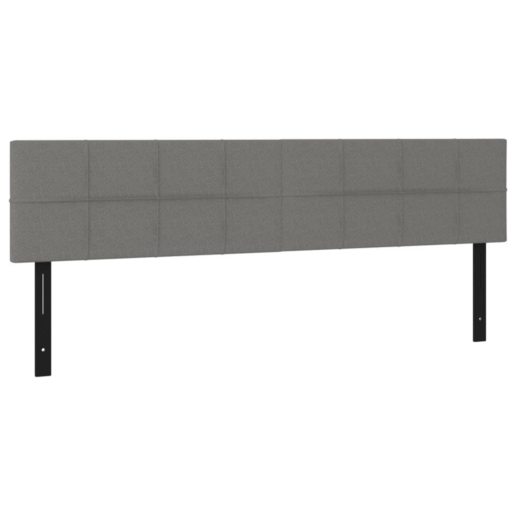 Vidaxl Fabric Headboards, 2 Pcs Set, Dark Gray Color, 39.4"X2"X30.7"/34.6", Solid Larch Wood, Engineered Wood, Foam Filled, Classic Design