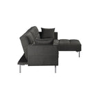 Acme Duzzy Reversible Sectional Sofa with 2 Pillows in Dark Gray Fabric