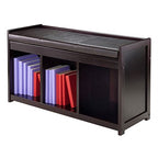 Ergode Wood Addison 4-Piece Storage Bench Set | 3 Cubbies & Black Baskets | Espresso Finish | Sturdy Solid Wood | Easy Assembly (92349-VV)