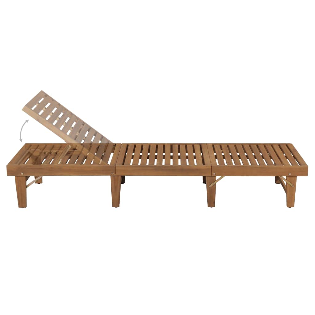 vidaXL Folding Sun Lounger with Adjustable Backrest & Cushion - Durable, Weather Resistant Acacia Wood Patio Lounger, Easy Assembly & Storage, Retro Style Outdoor Garden Furniture