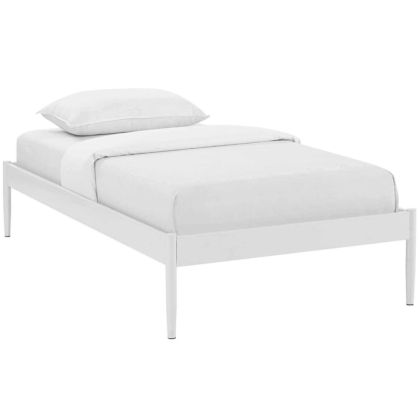 Modway Elsie Modern Metal Twin Platform Bed Frame Mattress Foundation With Slat Support In White