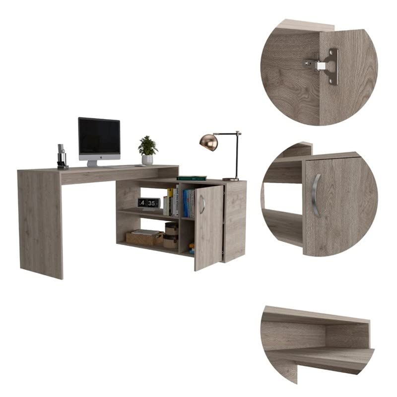 HomeRoots Light Grey Contemporary and Professional Light Grey Home Office Desk