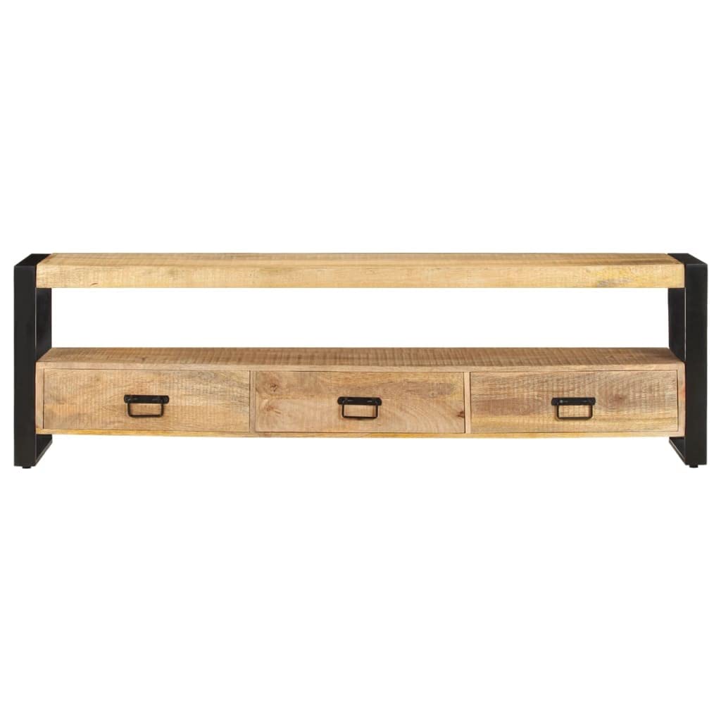 vidaXL Mango Wood TV Stand - Solid Construction - Powder-Coated Steel Frame - Ample Internal Storage - Rustic Charm - Compliant with California Proposition 65