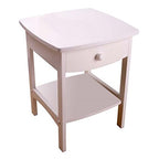 Ergode Claire Curved Nightstand - White | Versatile Bedroom Accent Table | Pull-Out Drawer & Bottom Shelf | (10218-VV)