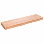 vidaXL Rustic Wall Shelf in Light Brown - Solid Oak Wood with Varnish Finish - Versatile Storage Solution for Living Room, Bedroom, Office